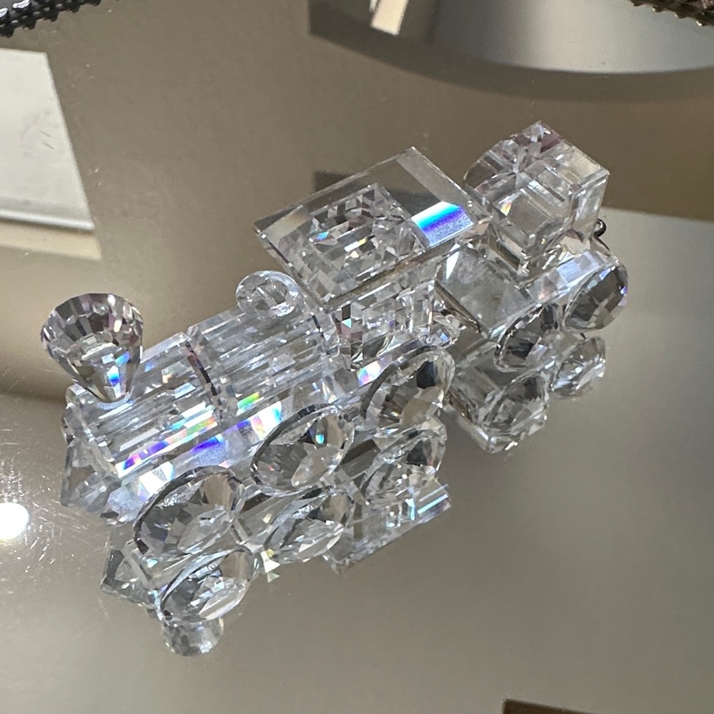 Swarovski Silver Crystal  Locomotive Train & Tender Car Retired Collection & Box
